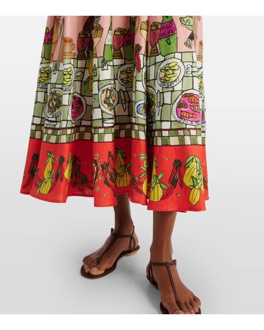 X Greg Sindel Vestido Largo Contessa De Lino ALÉMAIS de color Red