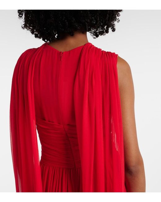 Costarellos Seva Gathered Silk Georgette Gown