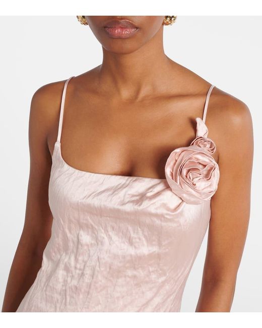 Abito Midi Con Applicazione Floreale di Blumarine in Pink