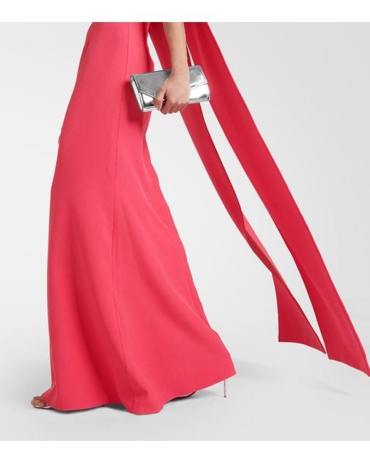 Safiyaa Red Ginkgo Caped Gown