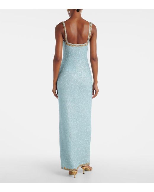 Clio Peppiatt Blue Asterias Embellished Gown