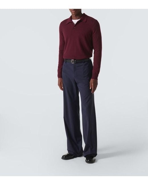 Rubinacci Purple Cashmere Polo Shirt for men