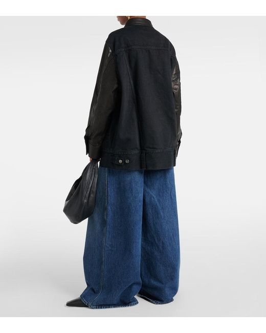 Giacca di jeans Grizzo con pelle di Khaite in Black