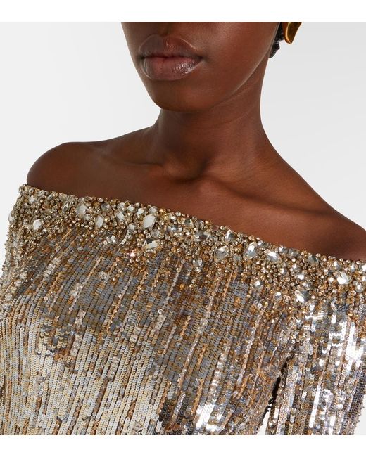 Jenny Packham Metallic Marnie Embellished Gown