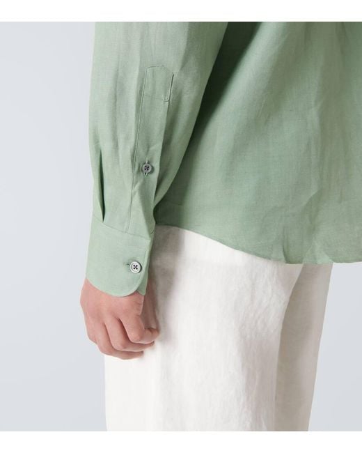 Camisa de lino Zegna de hombre de color Green