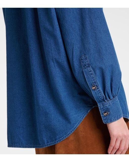 Valentino Blue Ruffled Denim Blouse