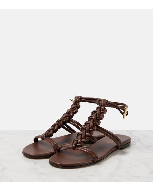 Gianvito Rossi Brown Capua Braided Leather Sandals