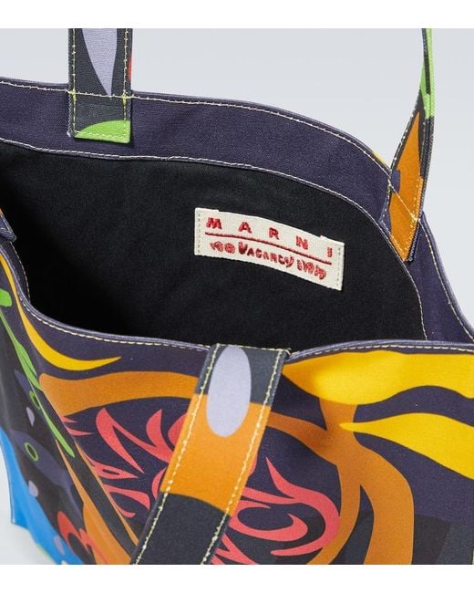 Marni White X No Vacancy Inn Printed Canvas Tote Bag for men
