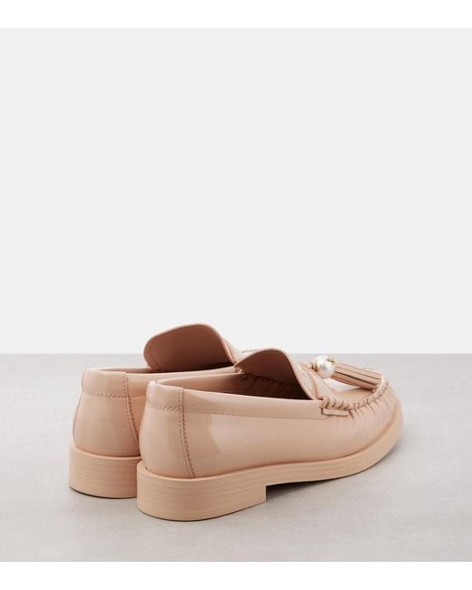 Jimmy Choo Pink Addie Embellished Patent Leather Loafers