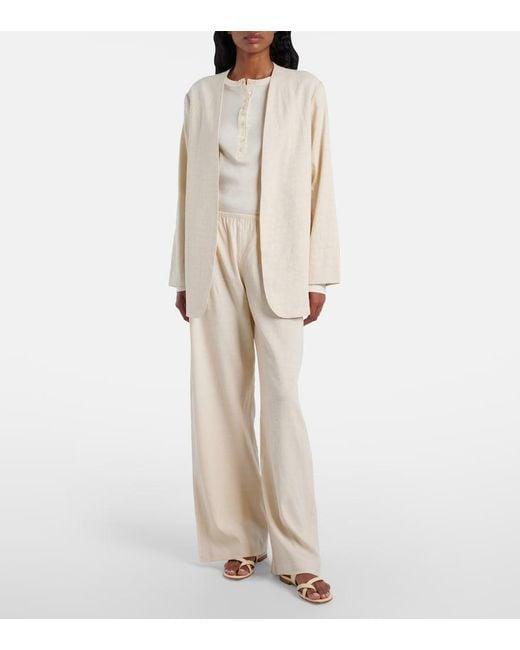 Leset White Belle Linen-Blend Jacket