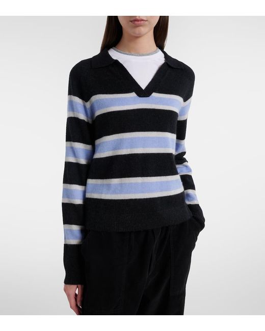 Velvet Black Everlake Striped Polo Sweater