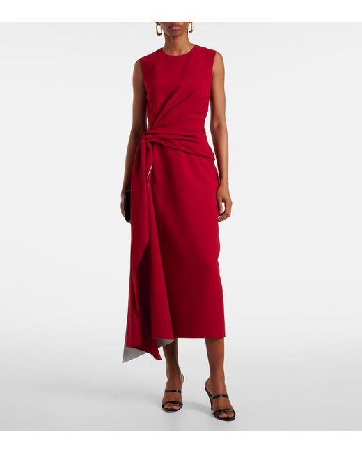 Roksanda Red Elham Draped Crepe Midi Dress