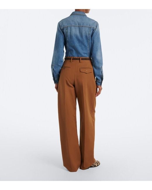 Tod's Brown Cotton Wide-Leg Pants