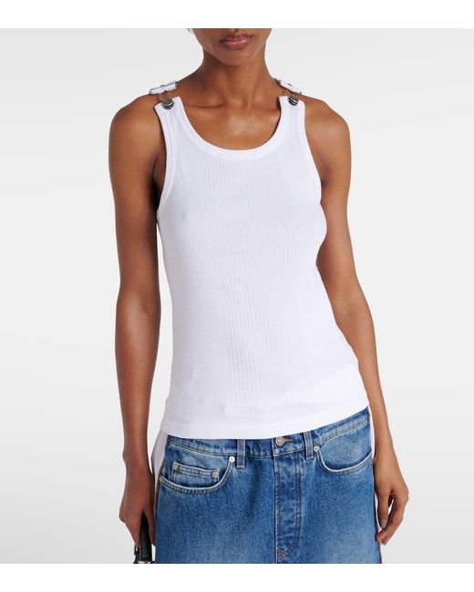 Jean Paul Gaultier White Ribbed-knit Cotton Jersey Tank Top
