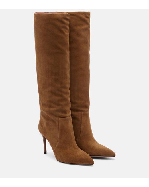 Paris Texas Brown Stiletto Suede Knee-High Boots