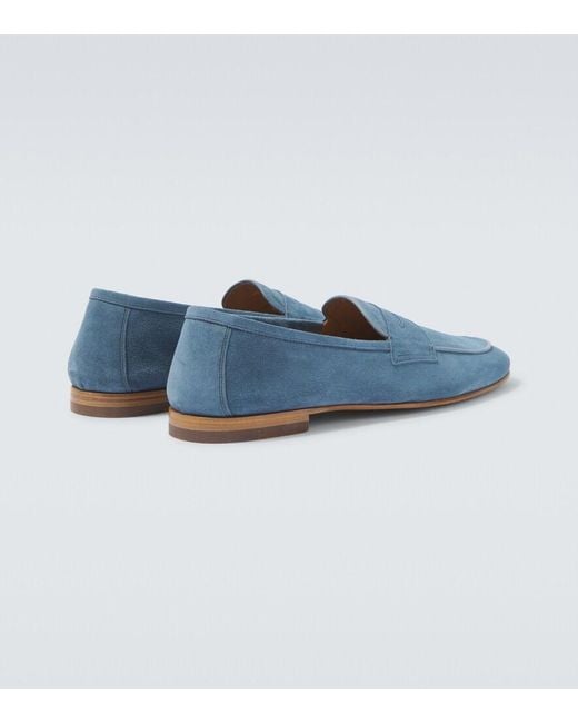 Frescobol Carioca Blue Leme Suede Penny Loafers for men