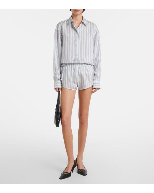 Gucci White Interlocking G Silk Jacquard Shorts