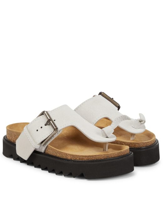 white suede sandals