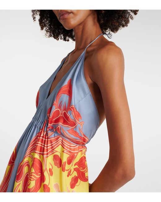 Etro White Graphic-Print Silk Dress