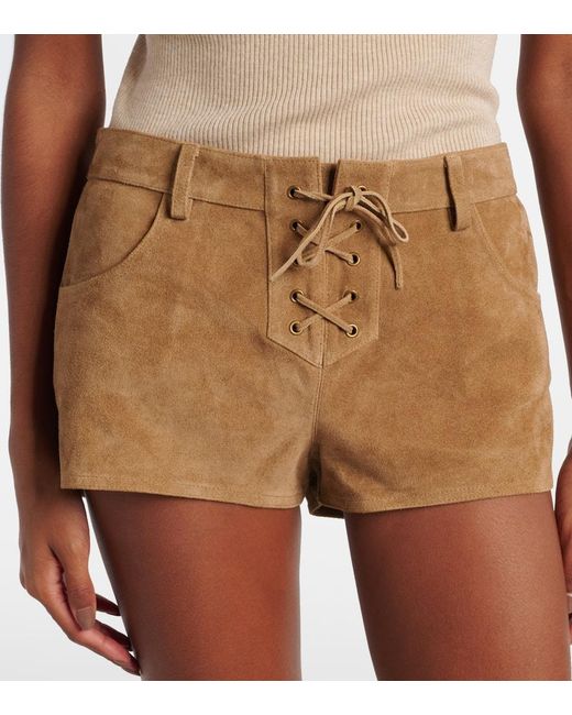 Isabel Marant Natural Low-Rise Shorts Delma Aus Veloursleder