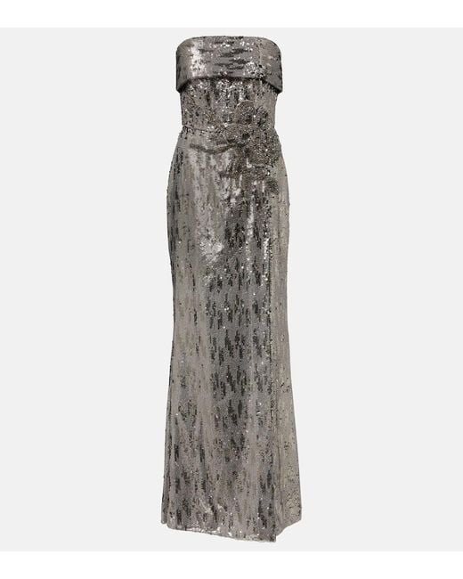 Elie Saab Gray Robe Mit Pailletten