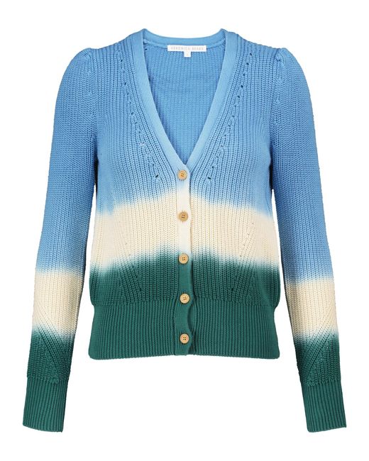 Veronica Beard Parula Tie dyed Cotton Cardigan in Blue Lyst