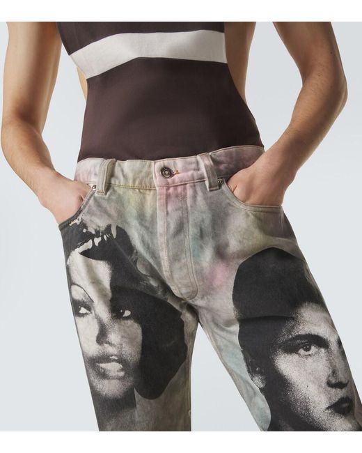 Versace Gray Printed Straight Jeans for men