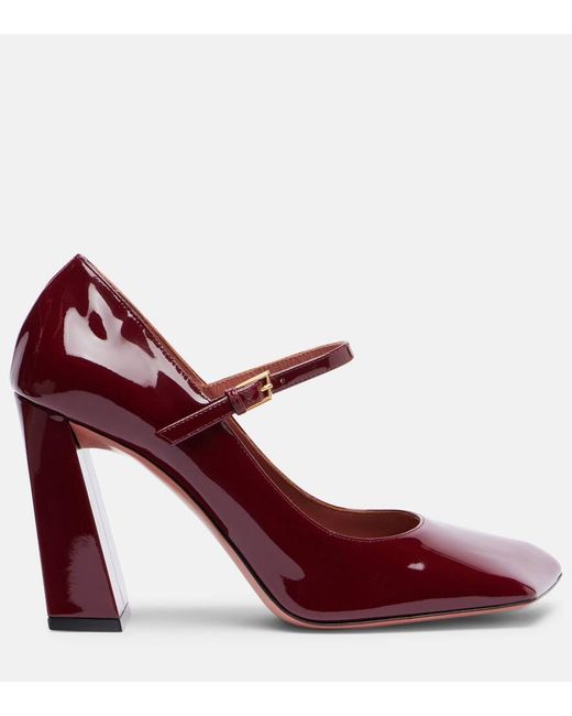 AMINA MUADDI Red Charlotte 95 Patent Leather Mary Jane Pumps