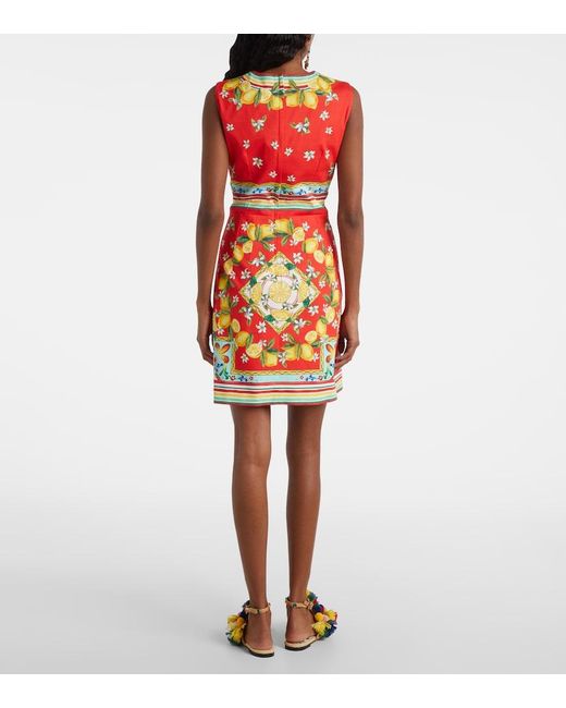 Dolce & Gabbana Red Printed Cotton Minidress