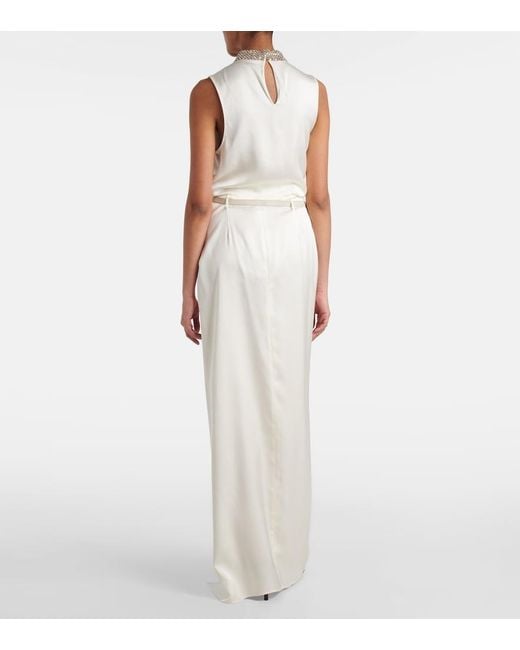 Tom Ford White Silk Satin Wrap Skirt