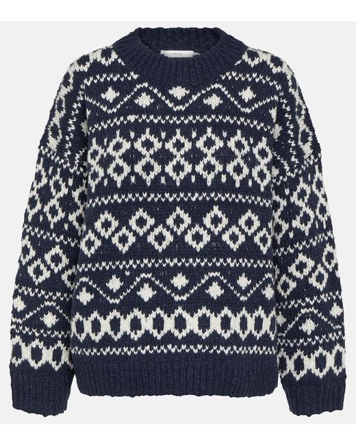 Vince Blue Fair Isle Wool-Blend Sweater