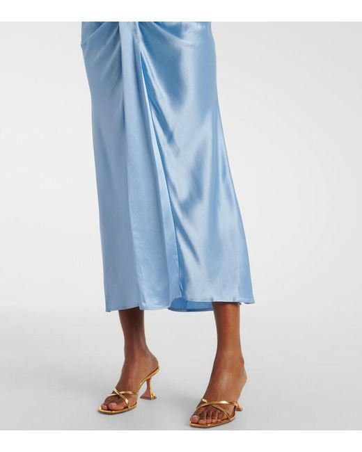 Staud Blue Wayfaring Ponte And Satin Midi Dress