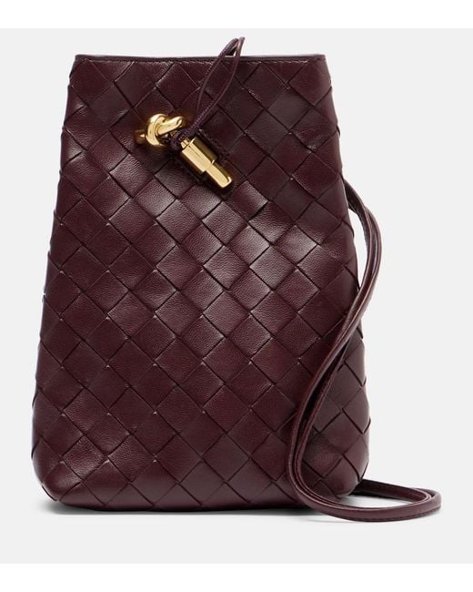 Bottega Veneta Purple Andiamo Intrecciato Leather Phone Pouch