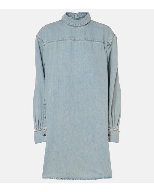 Dries Van Noten Blue Denim Turtleneck Top