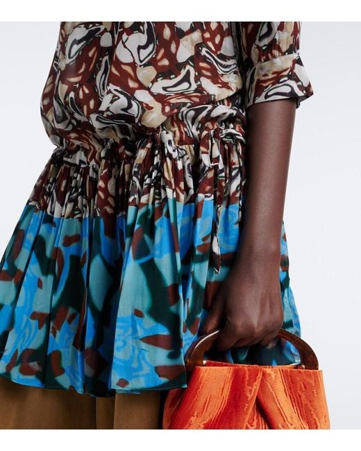 Dries Van Noten Brown Printed Minidress