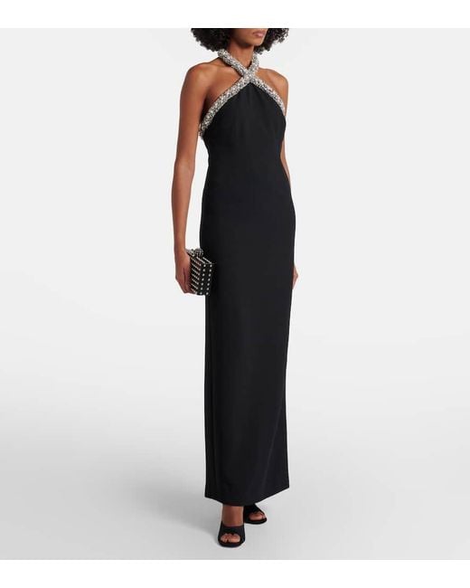 Vestido De Fiesta De Crepe Adornado Jonathan Simkhai de color Black