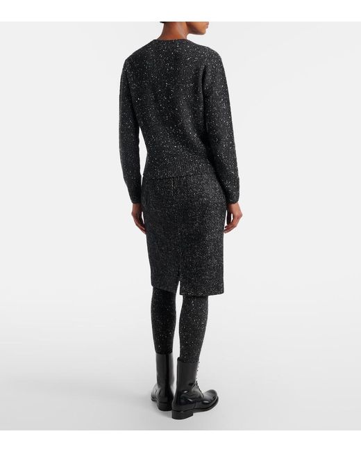 The Row Black Malva Wool Midi Skirt
