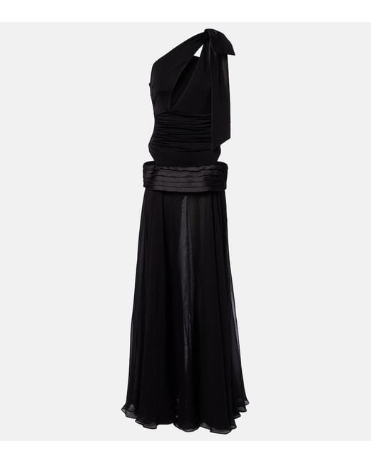 The New Arrivals Ilkyaz Ozel Black Cutout One-Shoulder Gown