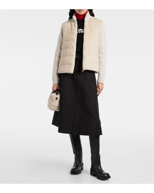 Moncler Natural Down-Paneled Teddy Cardigan