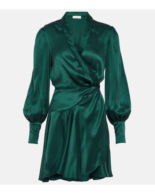 Robe portefeuille en soie Zimmermann en coloris Green
