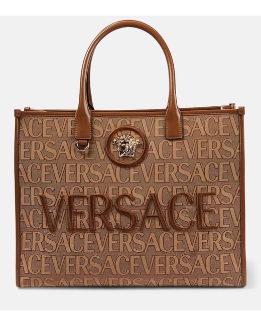 Versace Brown Allover Large Tote Bag