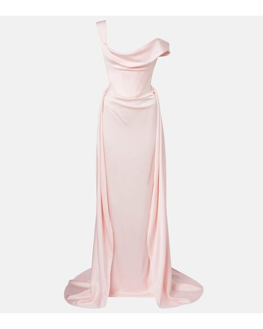 Vivienne Westwood Pink Nova Grace Draped Asymmetric Gown