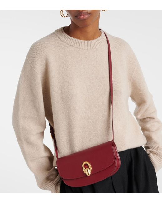 SAVETTE Red Tondo Crescent Leather Shoulder Bag