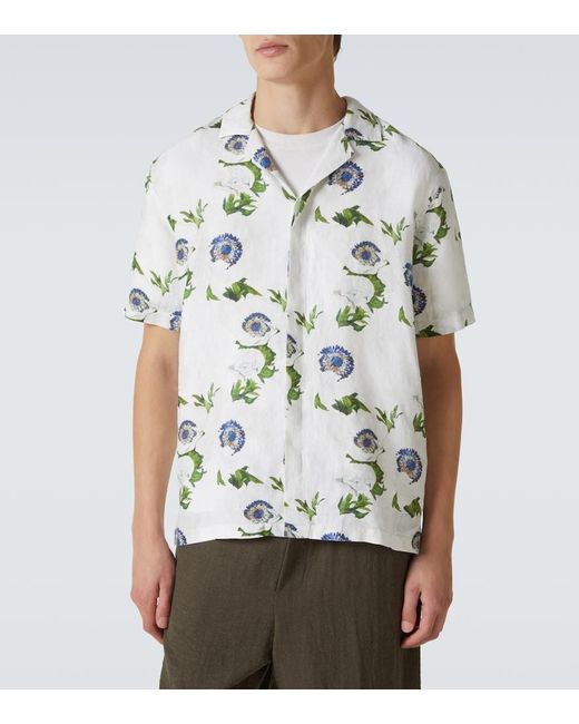 Orlebar Brown Multicolor Maitan Floral Linen Bowling Shirt for men