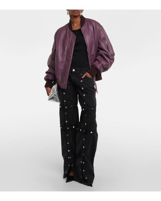 Jeans Rectos De Tiro Bajo Con Botones The Attico de color Black