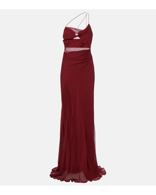 The Sei Red Sheer Silk Chiffon Gown