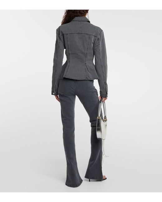 Magda Butrym Black Peplum Denim Jacket