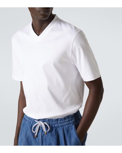 Brunello Cucinelli White Cotton Jersey T-Shirt for men