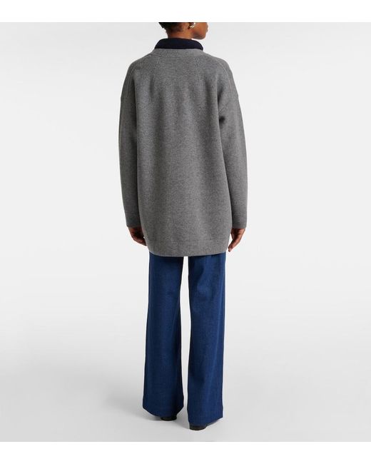 Vince Gray Oversized Wool-Blend Cardigan