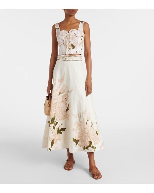Agua Bendita White Reserva Gardenia Floral Linen Crop Top